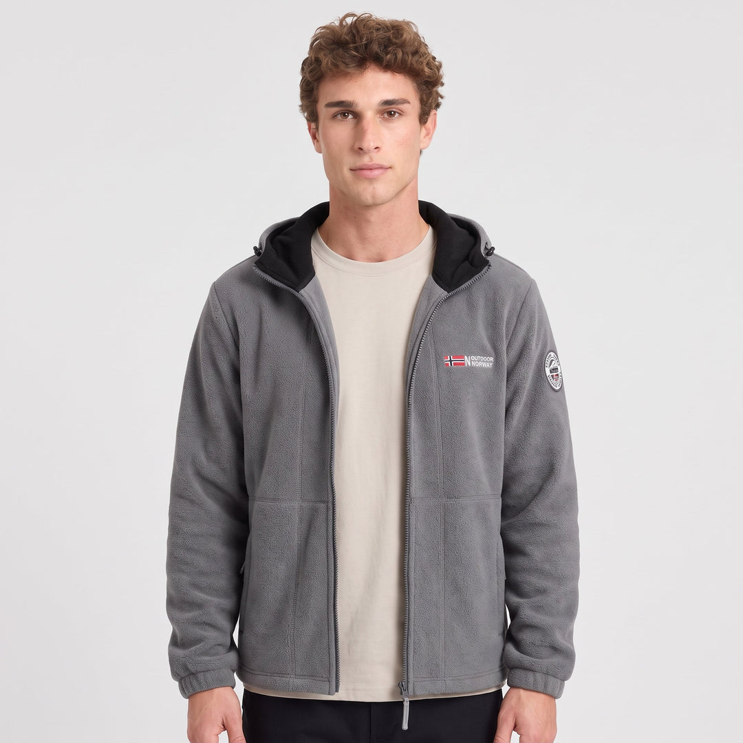 Polaire Homme Coupe-Vent à Capuche Poches Zippées