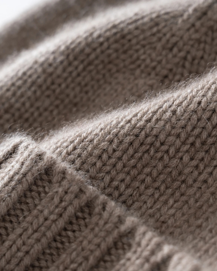 Berretto da donna in cashmere con risvolto a coste
