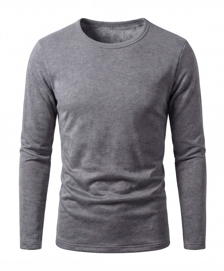 Tee-Shirt Thermique Homme Doublé Polaire Col Rond Manches Longues