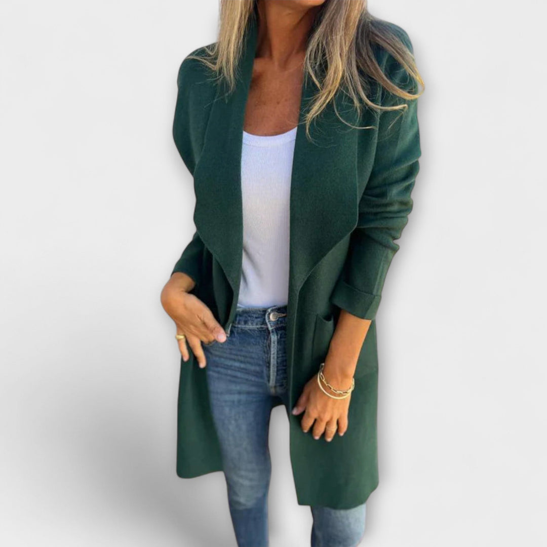 Cardigan Long Ouvert avec Poches Latérales