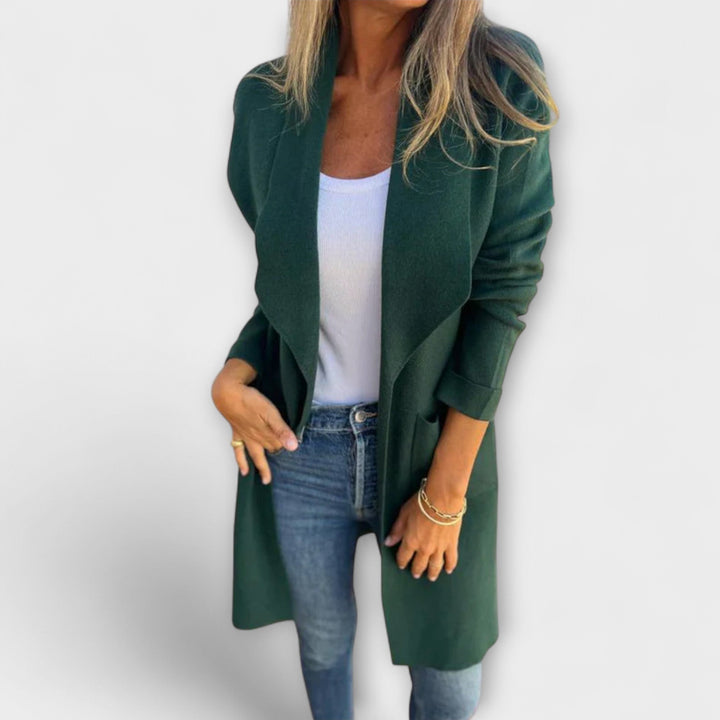 Cardigan Long Ouvert avec Poches Latérales