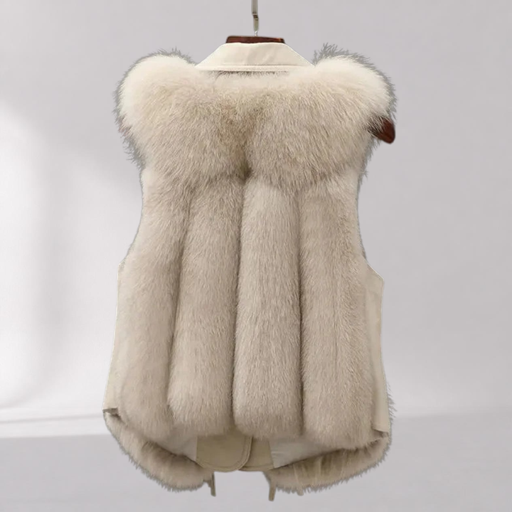 Gilet Élégant Ceinturé en Fausse Fourrure