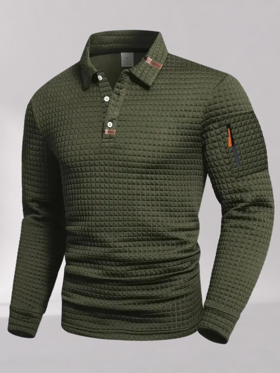Polo Homme à Manches Longues avec Poche sur Manche