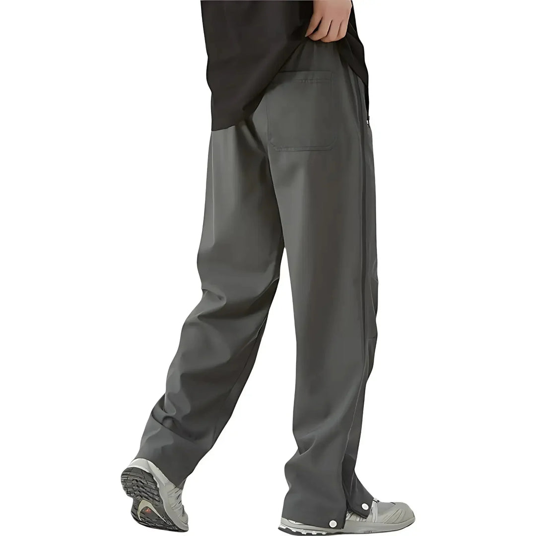 Men's Water-Repellent Windproof Rain Pants with Side Zippers