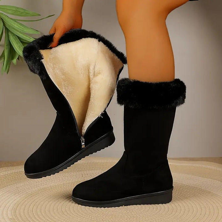 Bottes Femme Doublées Fausse Fourrure Avec Fermeture Latérale Zippée