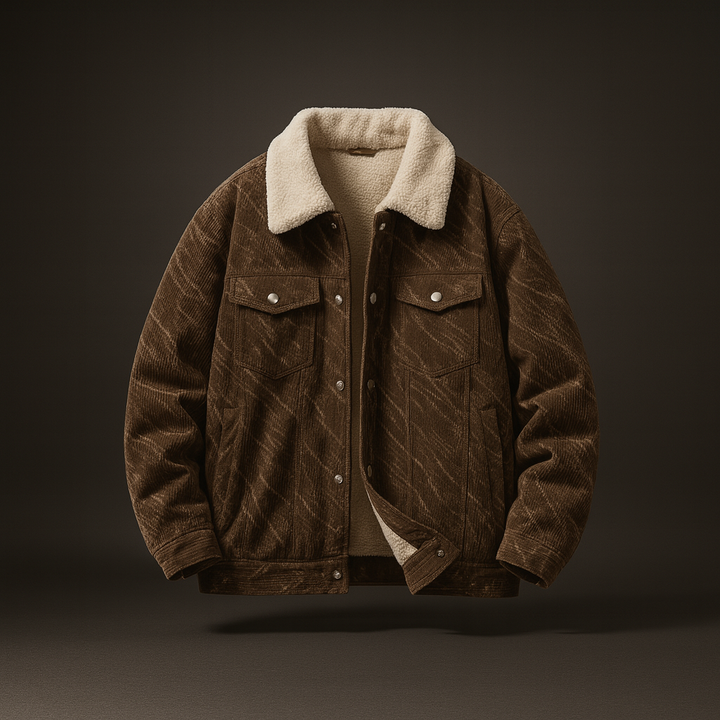 Veste en Velours Côtelé Homme Doublée Sherpa Boutonnée