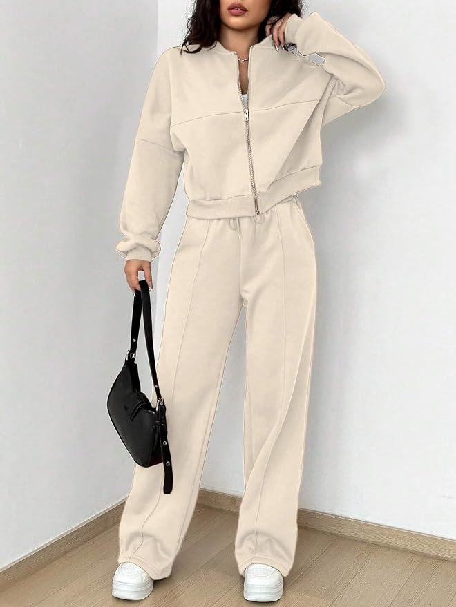 Ensemble Deux Pièces Femme – Sweat Zippé Oversize et Pantalon Large
