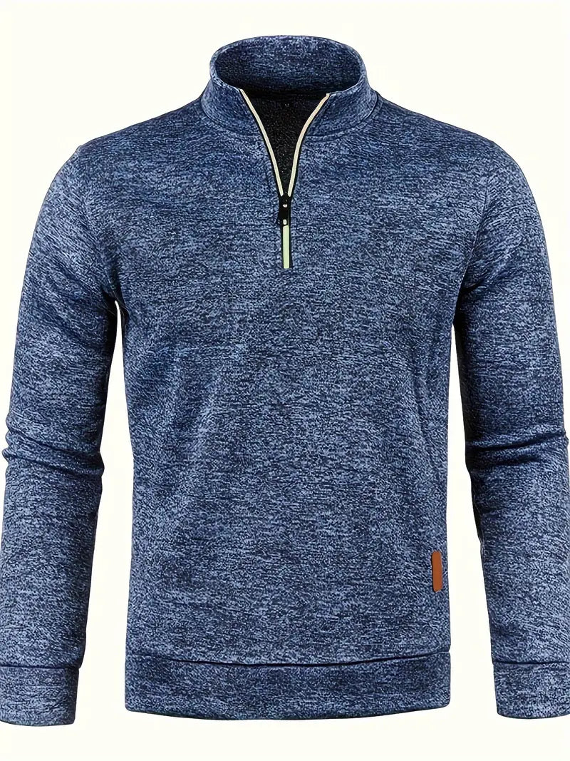 Maglione da uomo in pile con mezza cerniera e collo alto