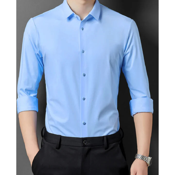Hommes Slim Ajustement Robe Chemise | Bouton En Bas