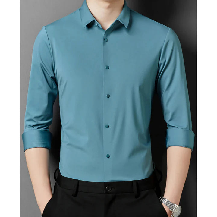 Hommes Slim Ajustement Robe Chemise | Bouton En Bas