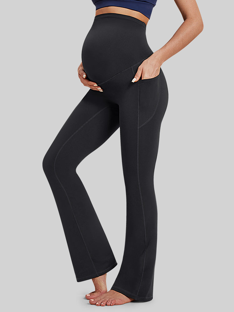 Pantalon De Grossesse Femme Doublé Polaire Coupe Évasée Avec Poches