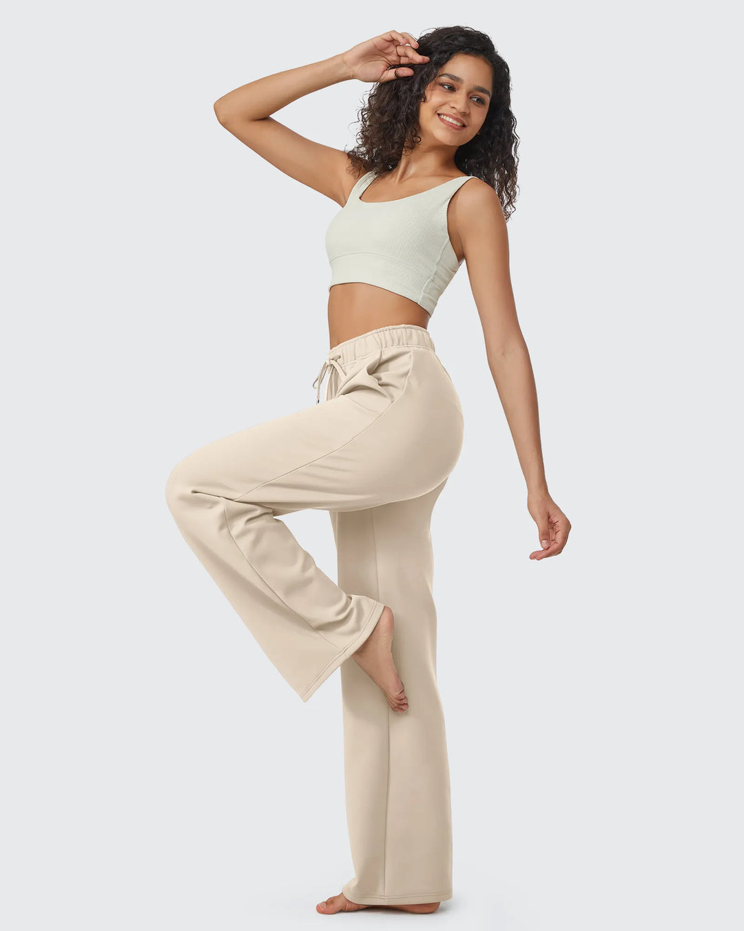 Pantaloni da donna foderati in pile, vestibilità casual, con coulisse