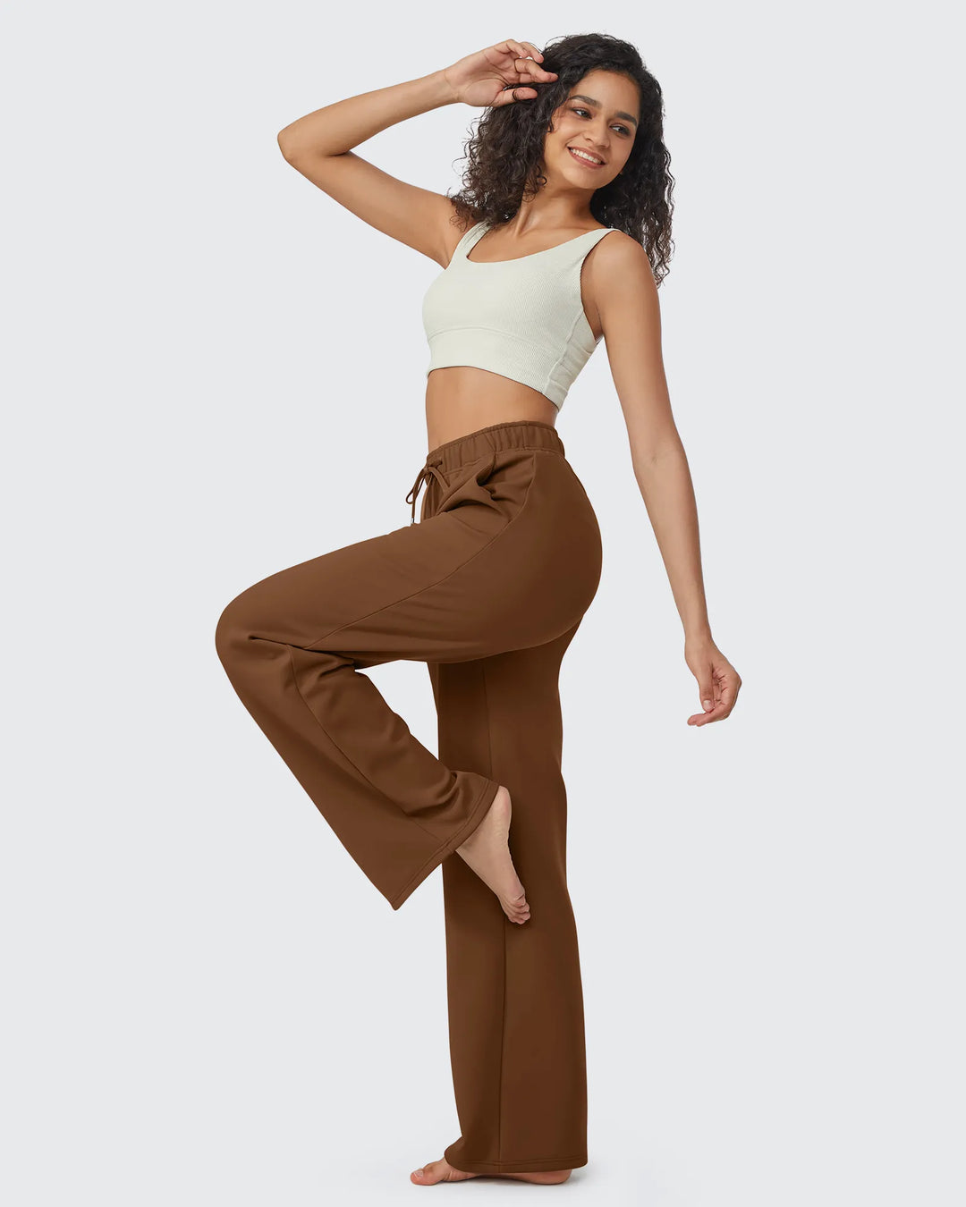 Pantaloni da donna foderati in pile, vestibilità casual, con coulisse