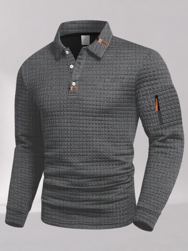 Polo Homme à Manches Longues avec Poche sur Manche