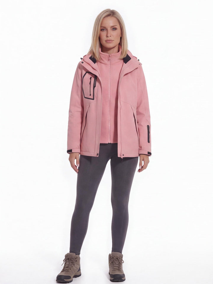 Women's Convertible Hiking Jacket with Removable Fleece and Hood