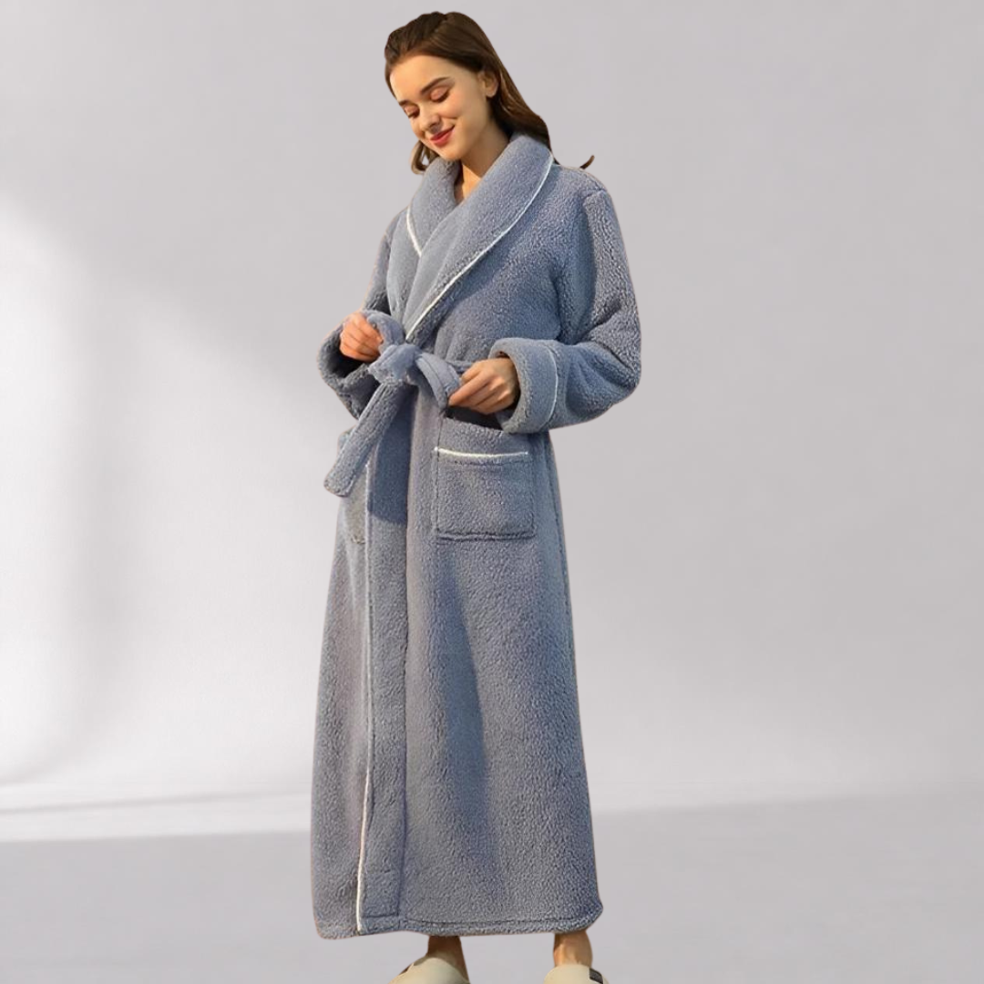 Peignoir Sherpa Unisexe – Col Châle et Ceinture