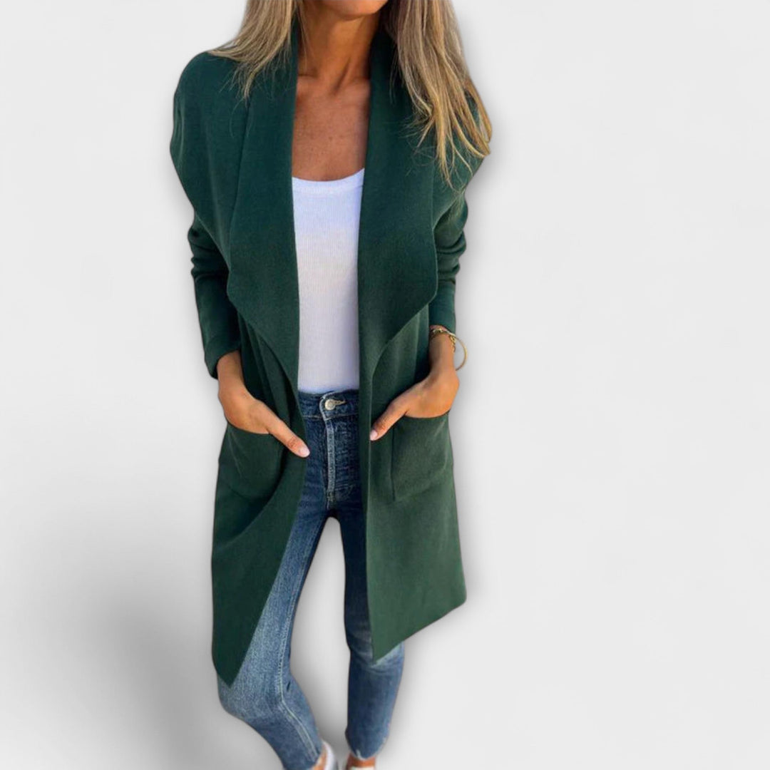 Cardigan Long Ouvert avec Poches Latérales