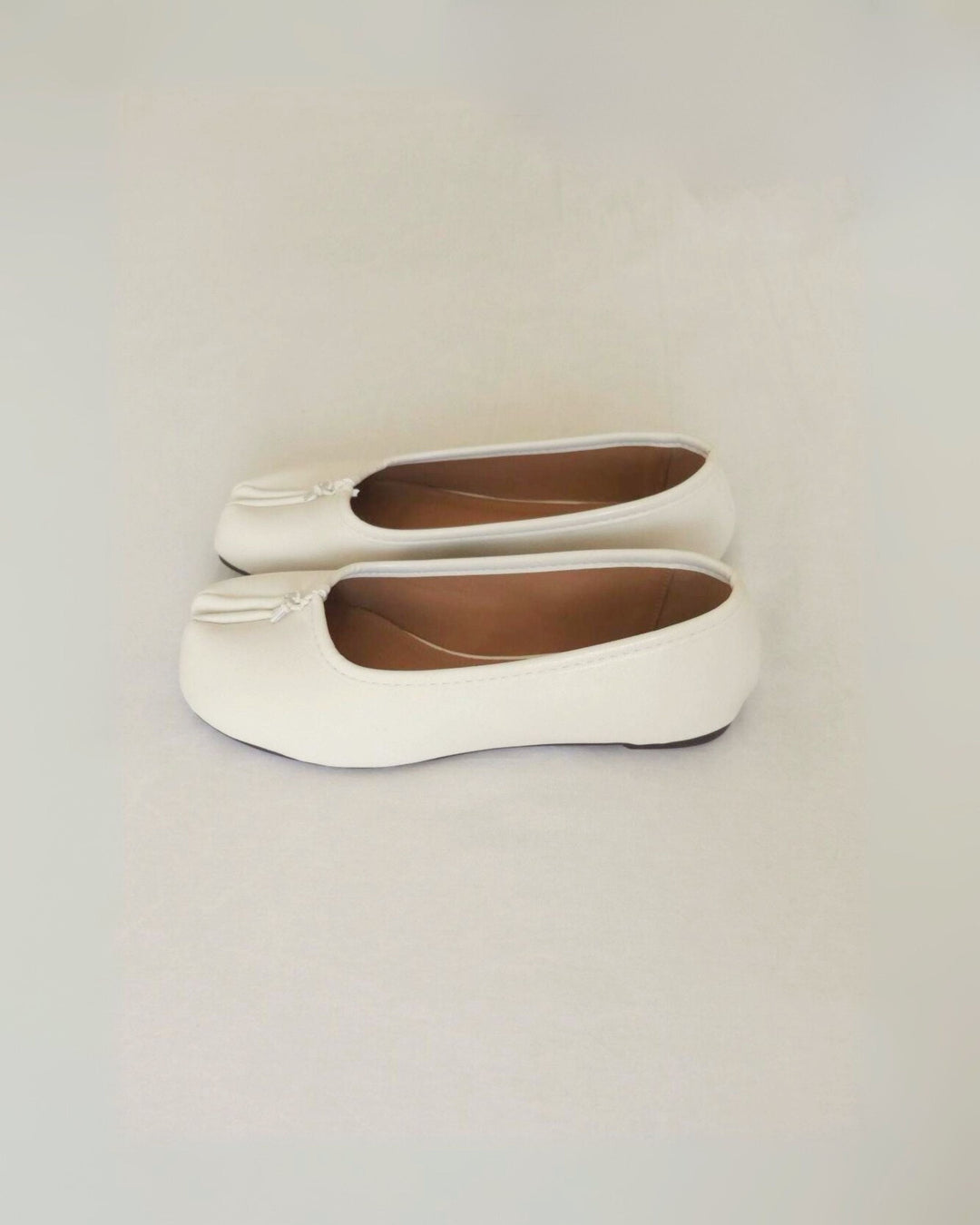 Women's Split-Toe Vegan Leather Ballet Flats with Bow Detail