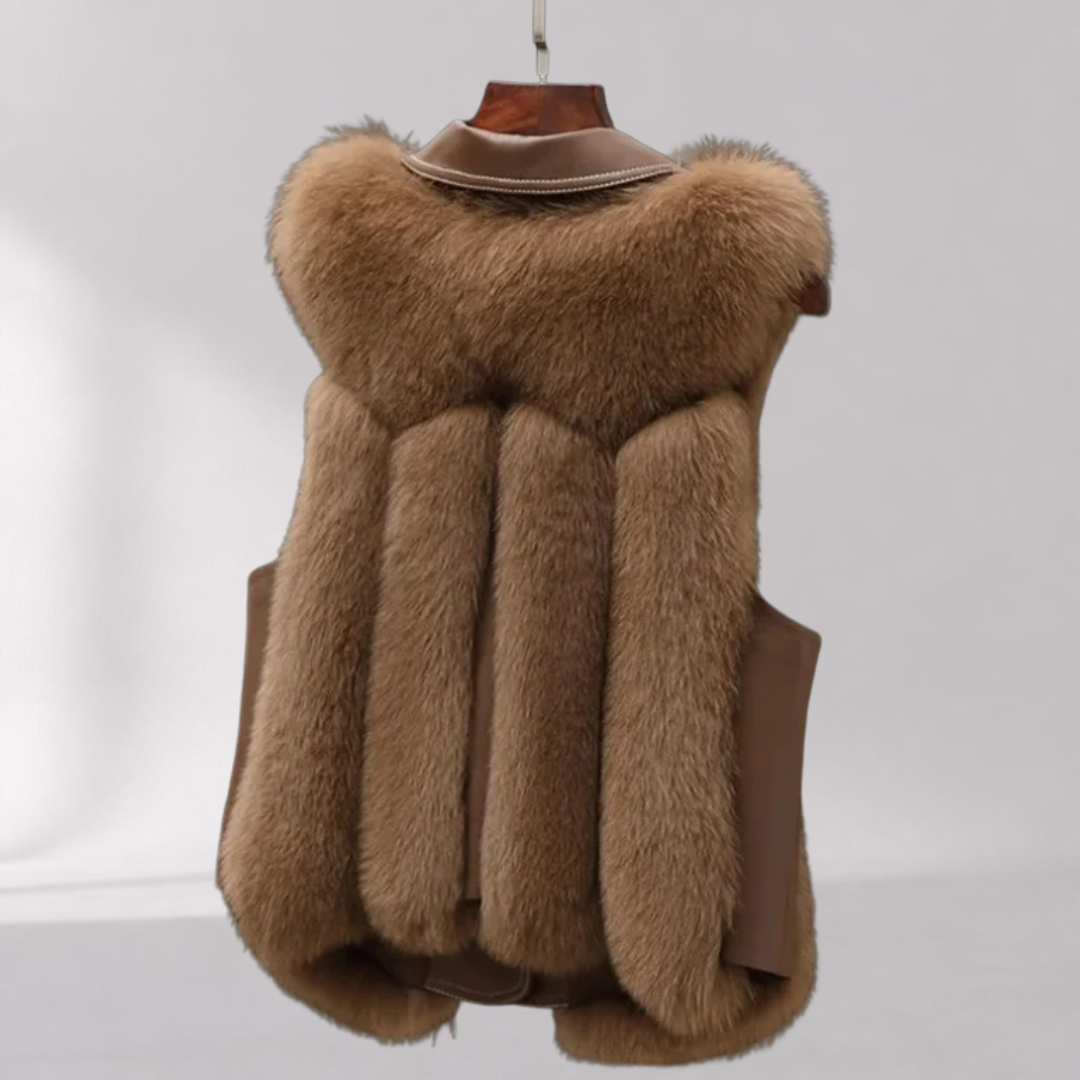 Gilet Élégant Ceinturé en Fausse Fourrure