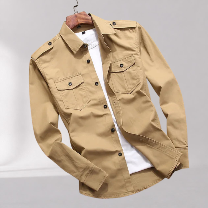 Chemise Homme à Manches Longues Boutonnée avec Poches Poitrine – Style Workwear Classique
