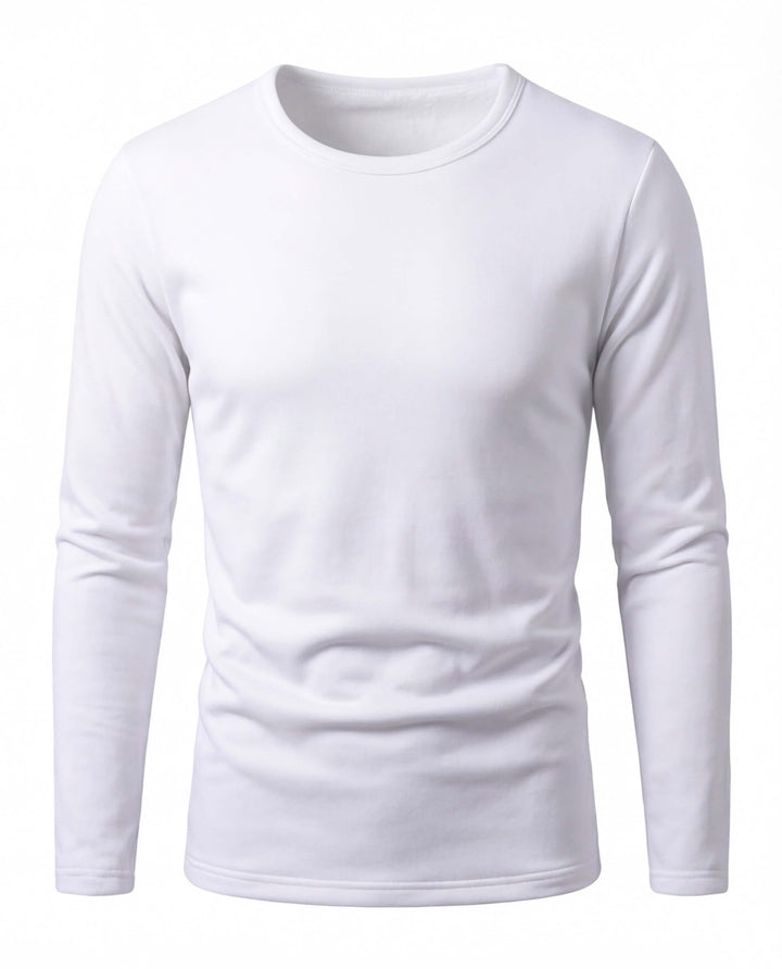 Tee-Shirt Thermique Homme Doublé Polaire Col Rond Manches Longues