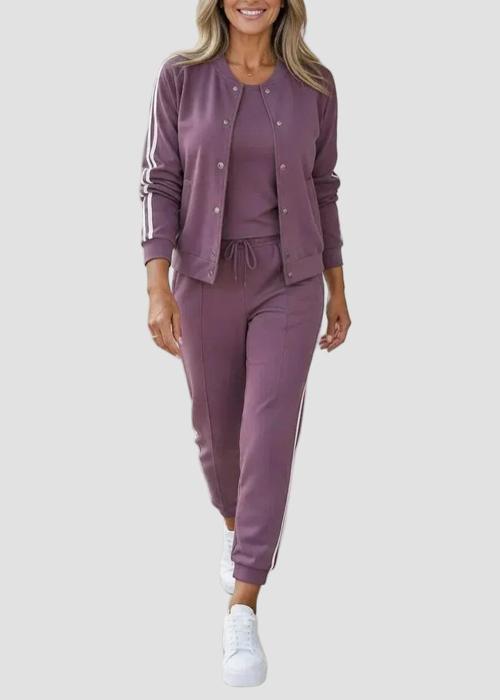Céline | Ensemble Sport Femme 3 Pièces avec Veste, Haut et Jogger