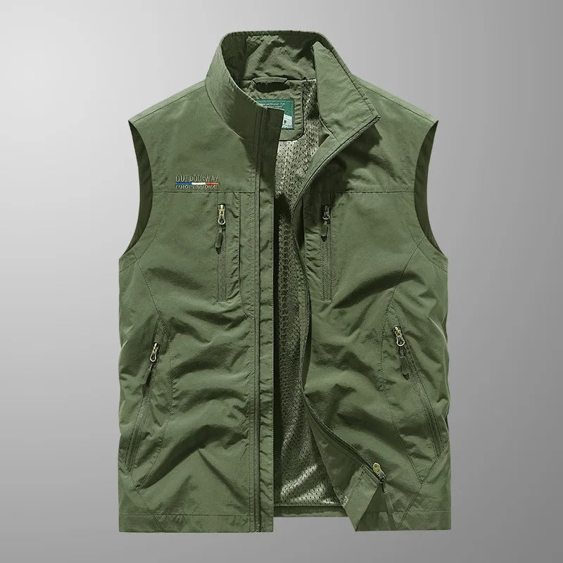 Gilet da esterno leggero con tasche multiple con cerniera da uomo