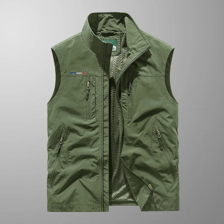 Gilet da esterno leggero con tasche multiple con cerniera da uomo