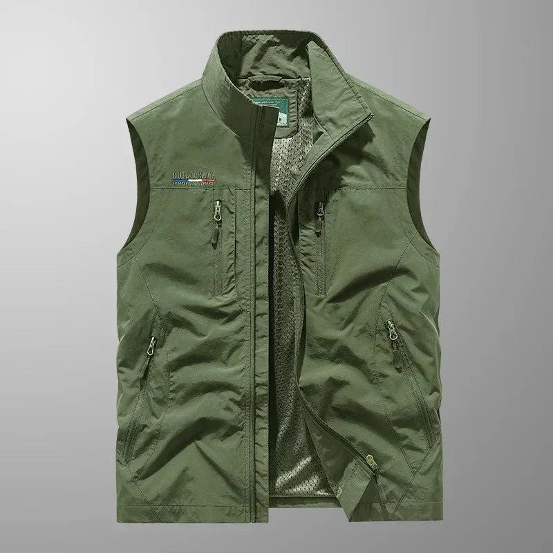 Gilet da esterno leggero con tasche multiple con cerniera da uomo