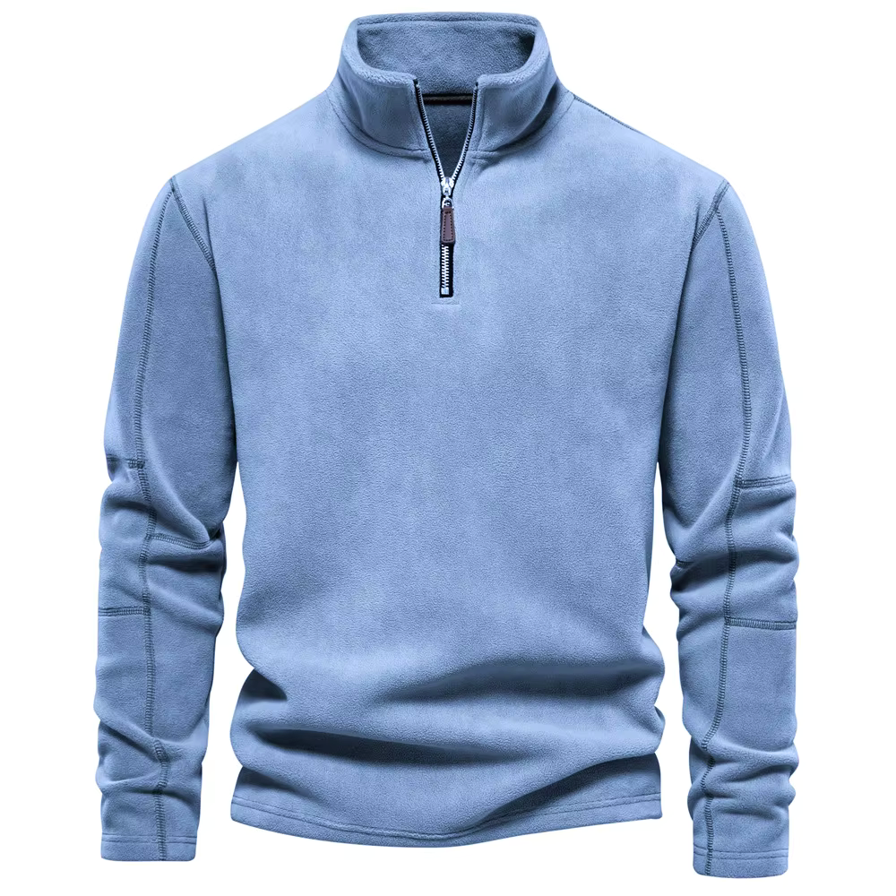 Pull en Polaire à Demi Zip et Col Montant pour Homme