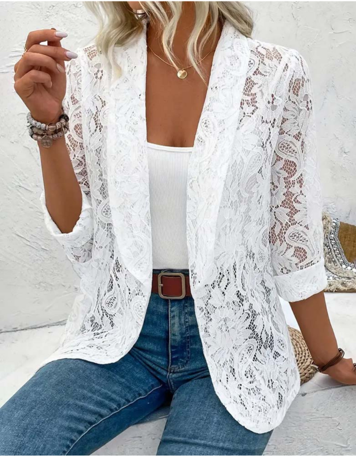 Eloise | Gilet Longue Pour Femmes | Blanc | Noir