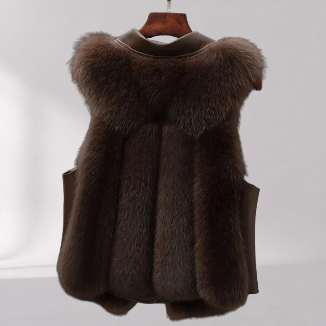 Gilet Élégant Ceinturé en Fausse Fourrure