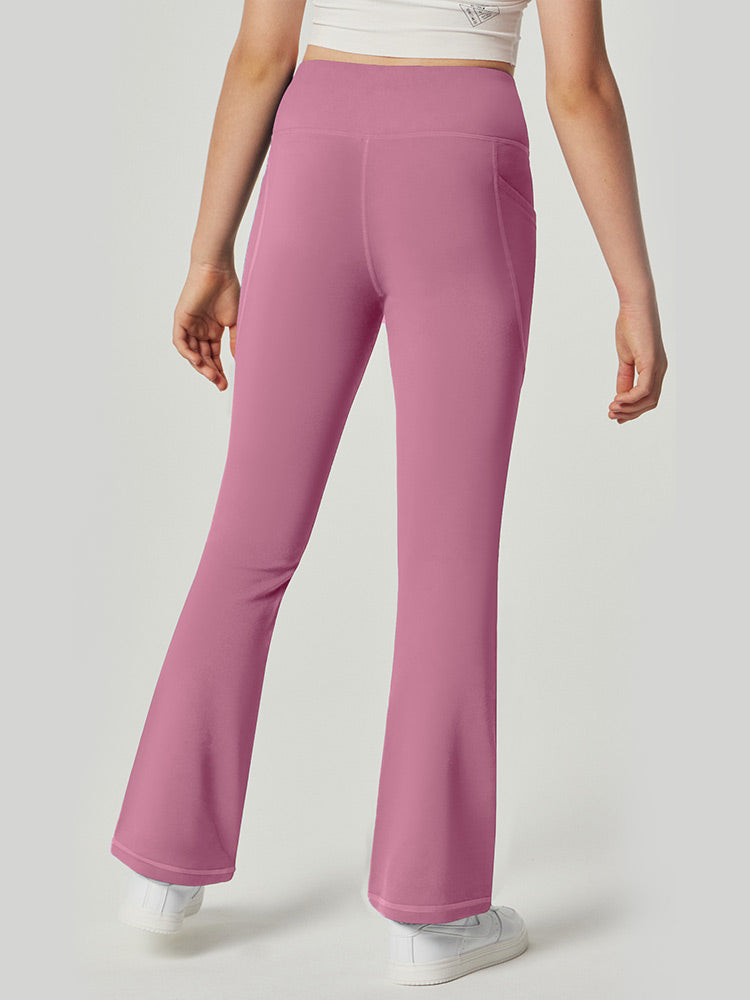 High-Waisted Women's Fleece-Lined Flared Pants with Pockets