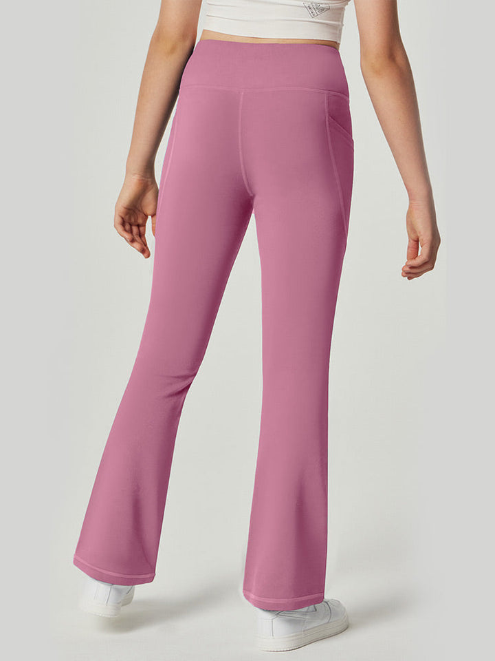 High-Waisted Women's Fleece-Lined Flared Pants with Pockets