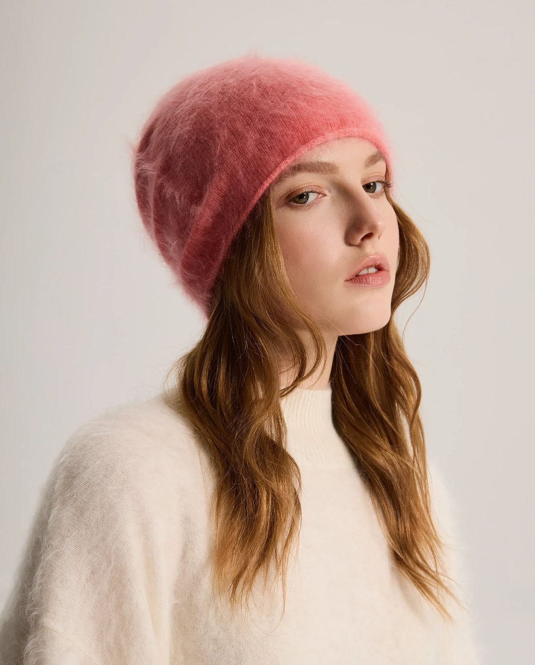 Bonnet de Ski Femme en Cachemire Brossé –  à Revers
