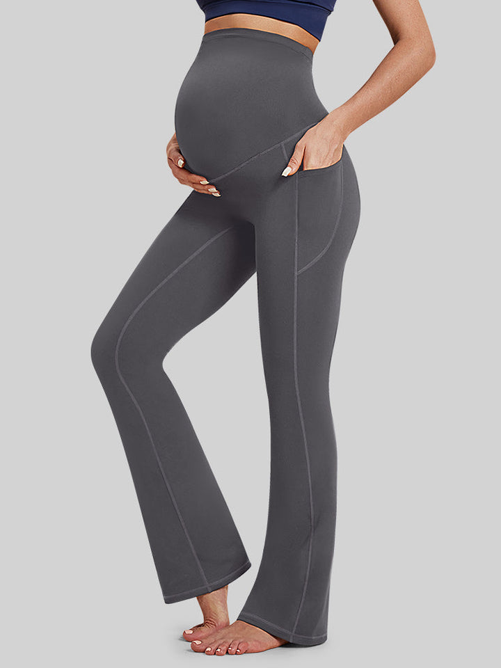 Pantalon De Grossesse Femme Doublé Polaire Coupe Évasée Avec Poches