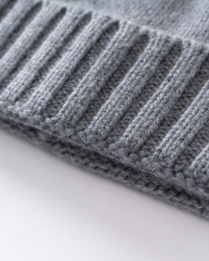 Berretto da donna in cashmere con risvolto a coste