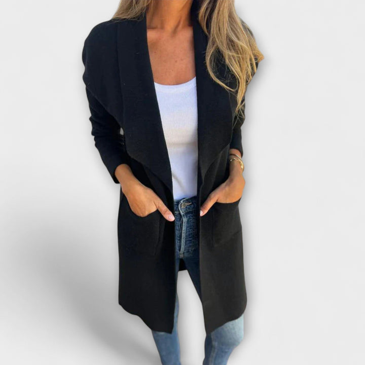 Cardigan Long Ouvert avec Poches Latérales