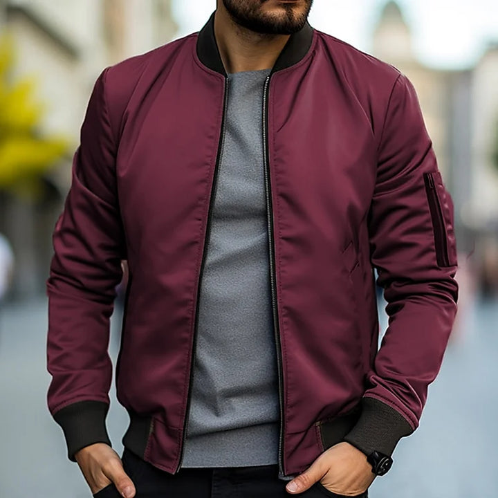 Blouson Bomber Zippé à Col Montant et Manches Raglan pour Homme