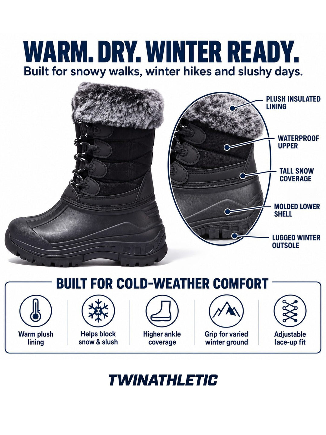 Women's Waterproof Snow Boots with Fur Lining