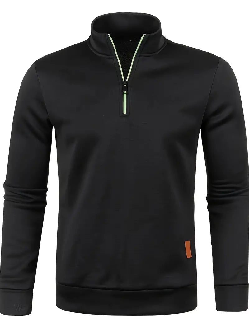 Maglione da uomo in pile con mezza cerniera e collo alto