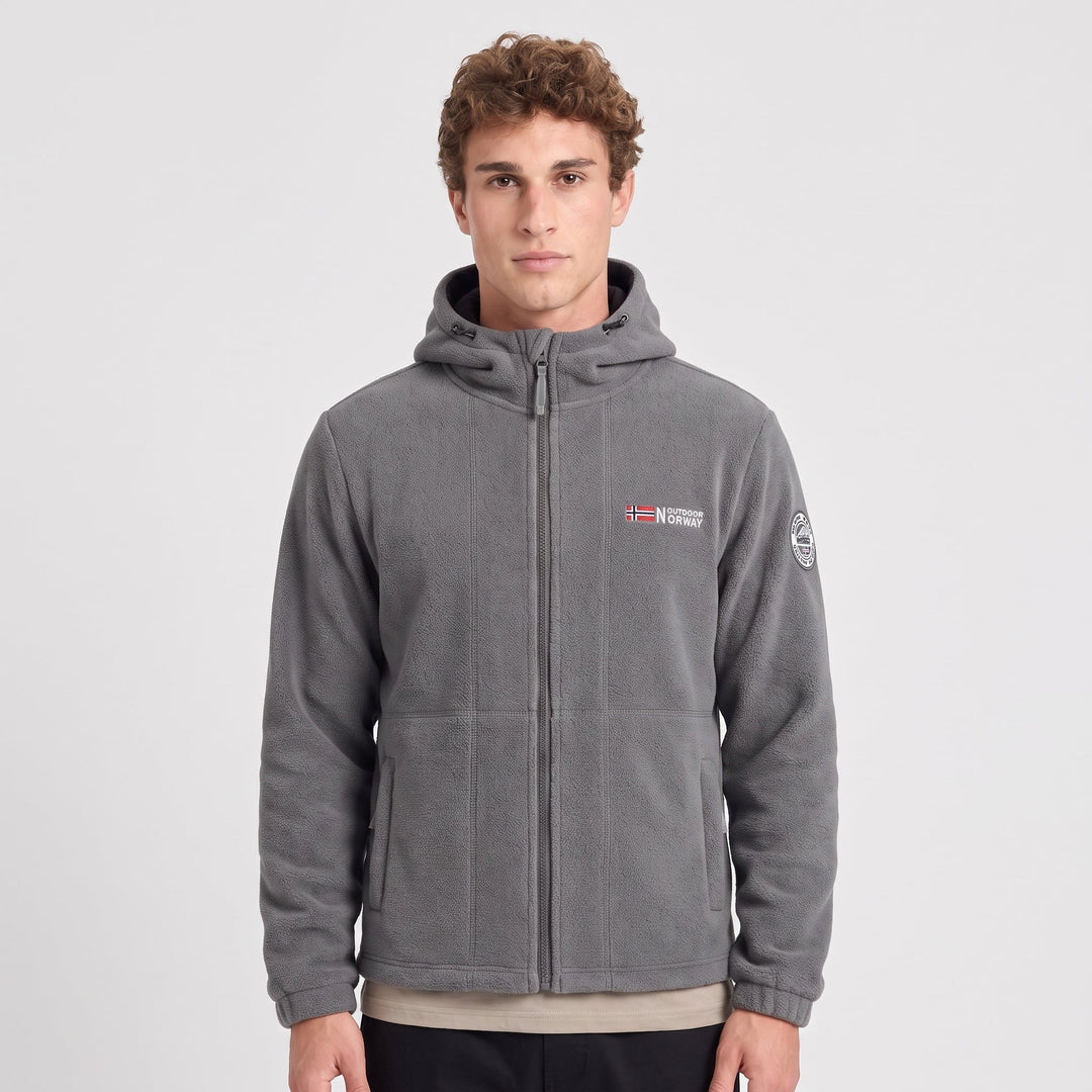 Polaire Homme Coupe-Vent à Capuche Poches Zippées