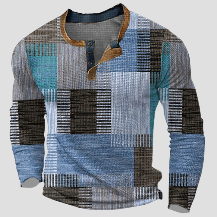 Camicia da uomo a maniche lunghe con stampa geometrica