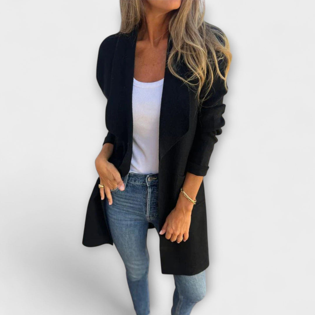 Cardigan Long Ouvert avec Poches Latérales