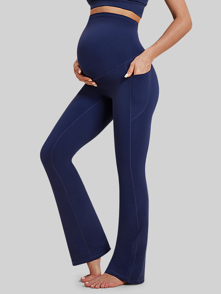 Pantalon De Grossesse Femme Doublé Polaire Coupe Évasée Avec Poches