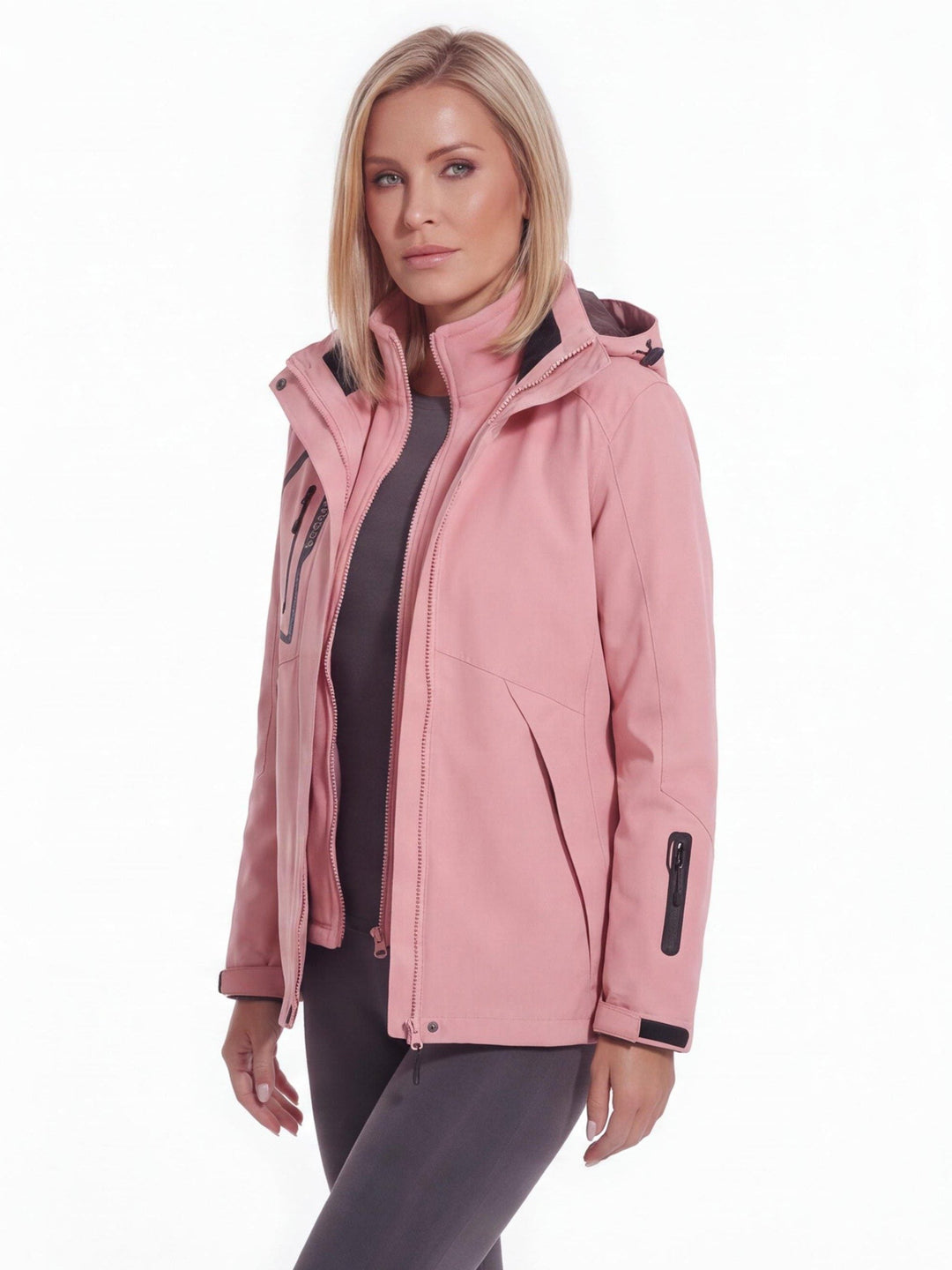 Women's Convertible Hiking Jacket with Removable Fleece and Hood