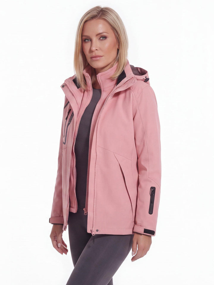 Women's Convertible Hiking Jacket with Removable Fleece and Hood