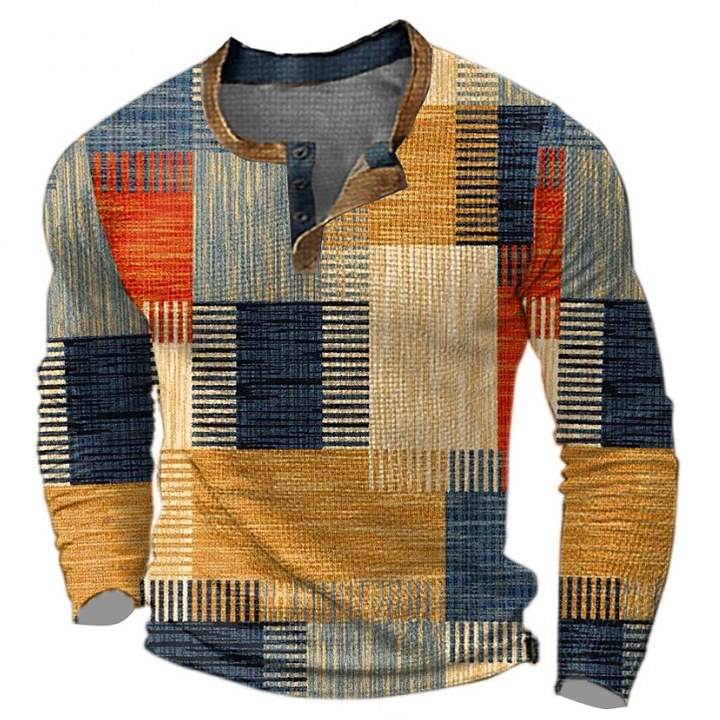 Camicia da uomo a maniche lunghe con stampa geometrica