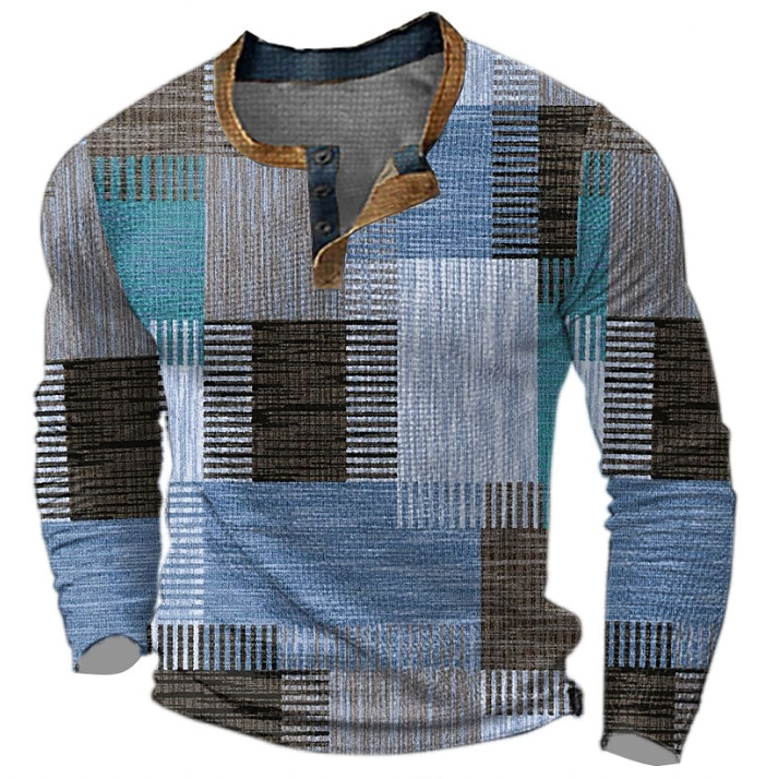 Camicia da uomo a maniche lunghe con stampa geometrica