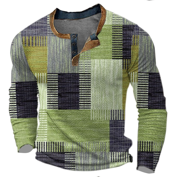 Camicia da uomo a maniche lunghe con stampa geometrica